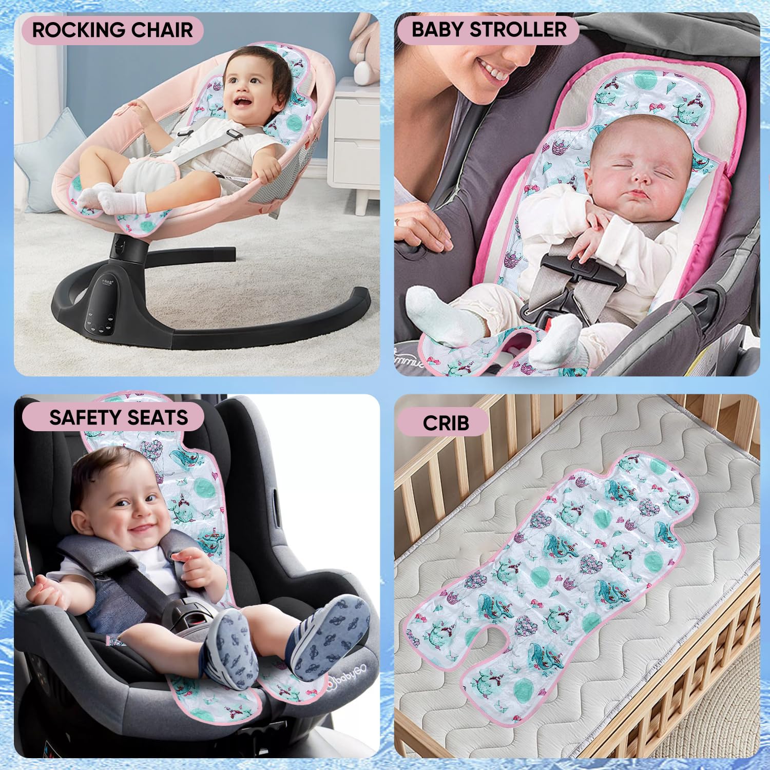 Miracle Baby gel cooling pad with reversible design adds style and safety.