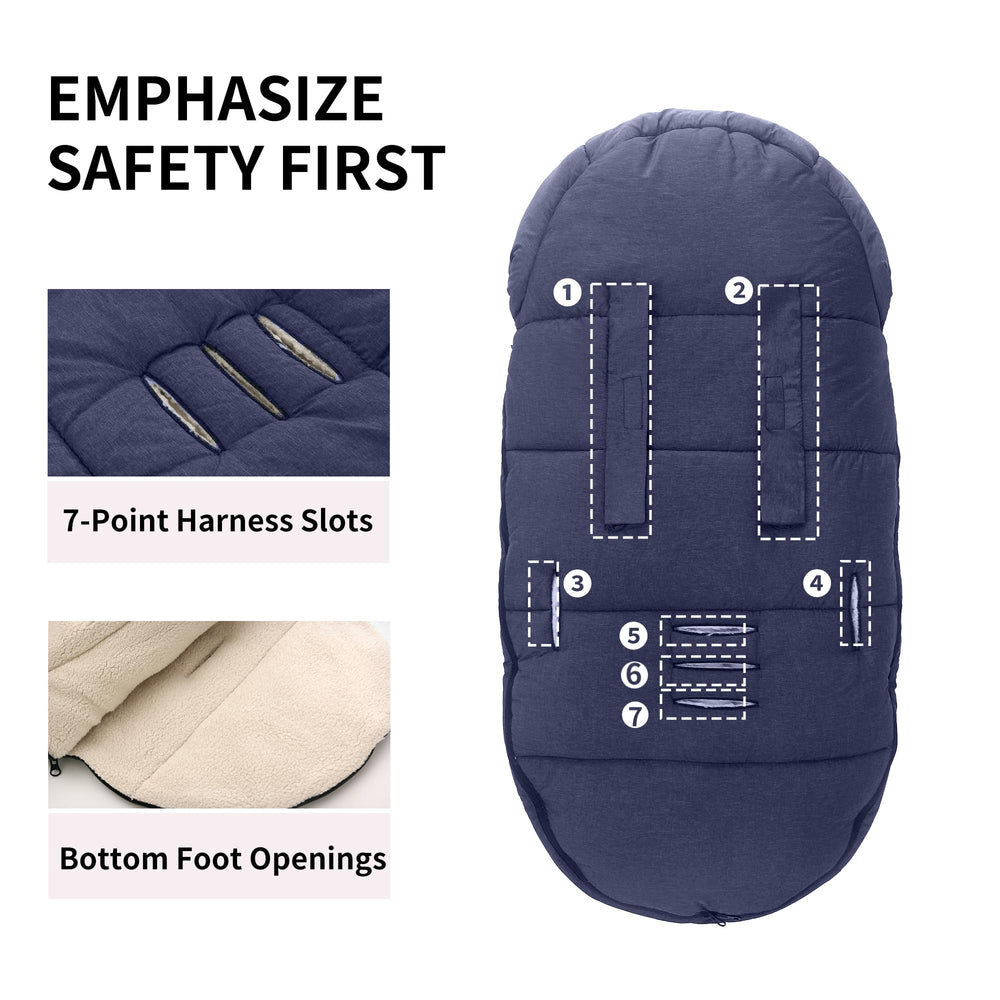 Miracle Baby harness openings support stroller safety with 5- to 7-point options.