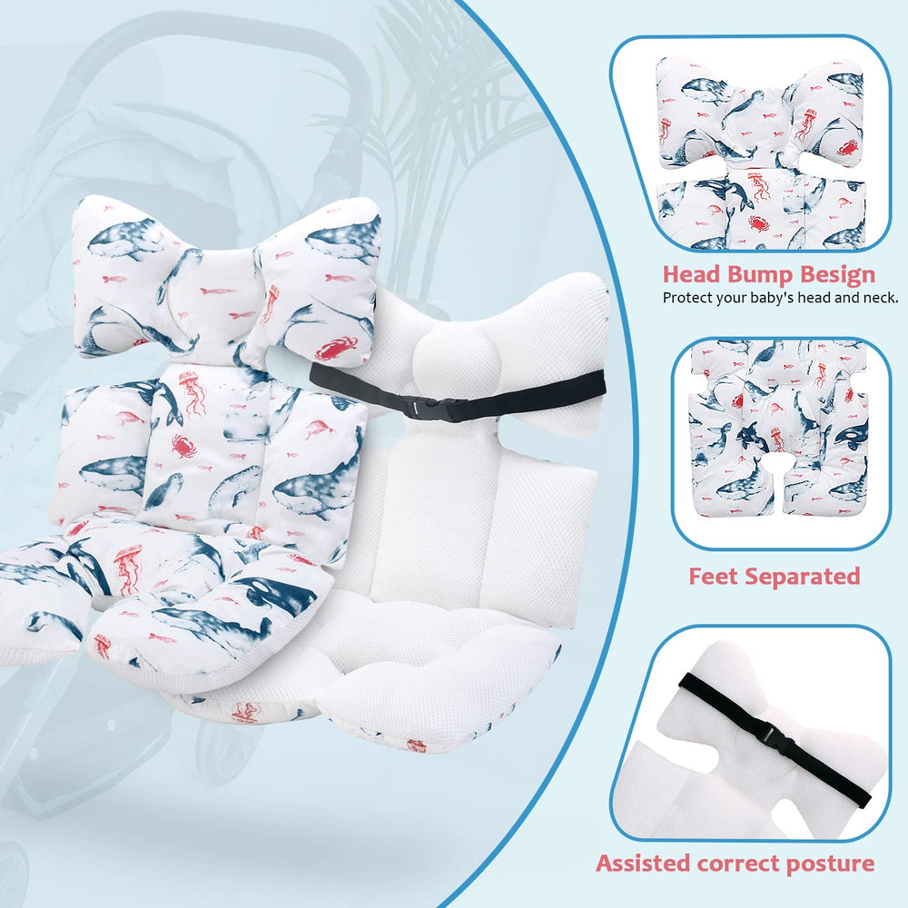 Miracle Baby head-neck support in stroller pad aids alignment.