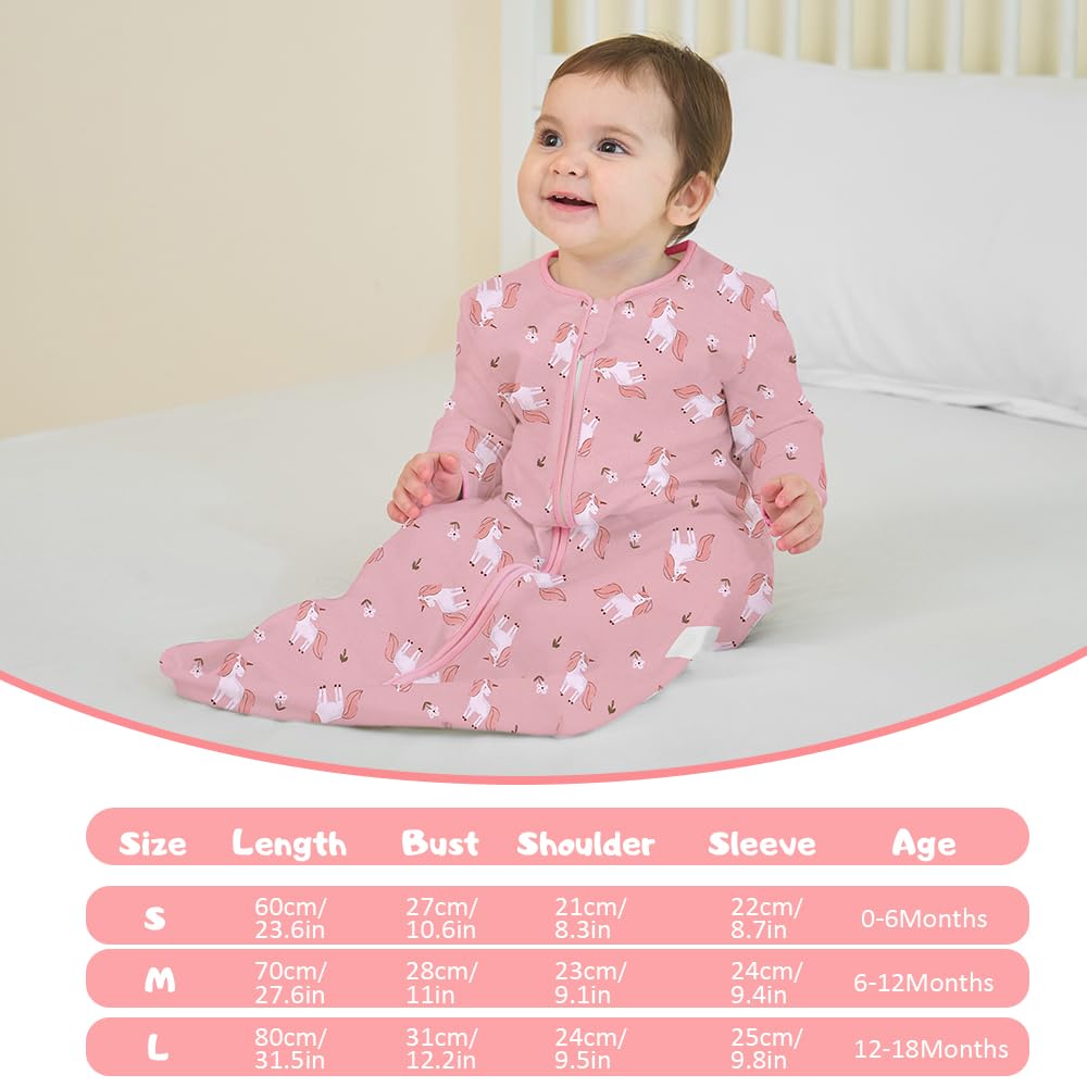 Miracle Baby sleep sack sizes 0-6M, 6-12M, 12-18M support growing babies
