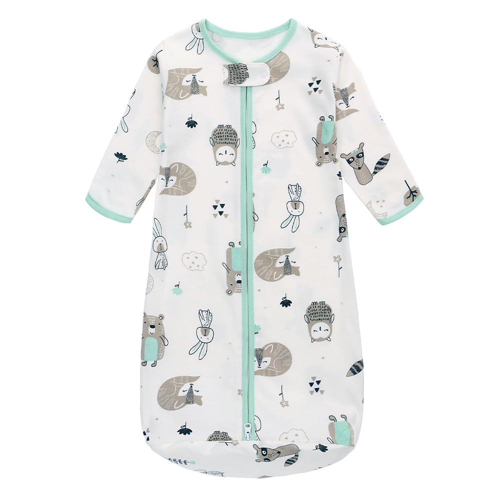 Miracle Baby long sleeve sleep sack blue owl front view for cozy warmth and softness