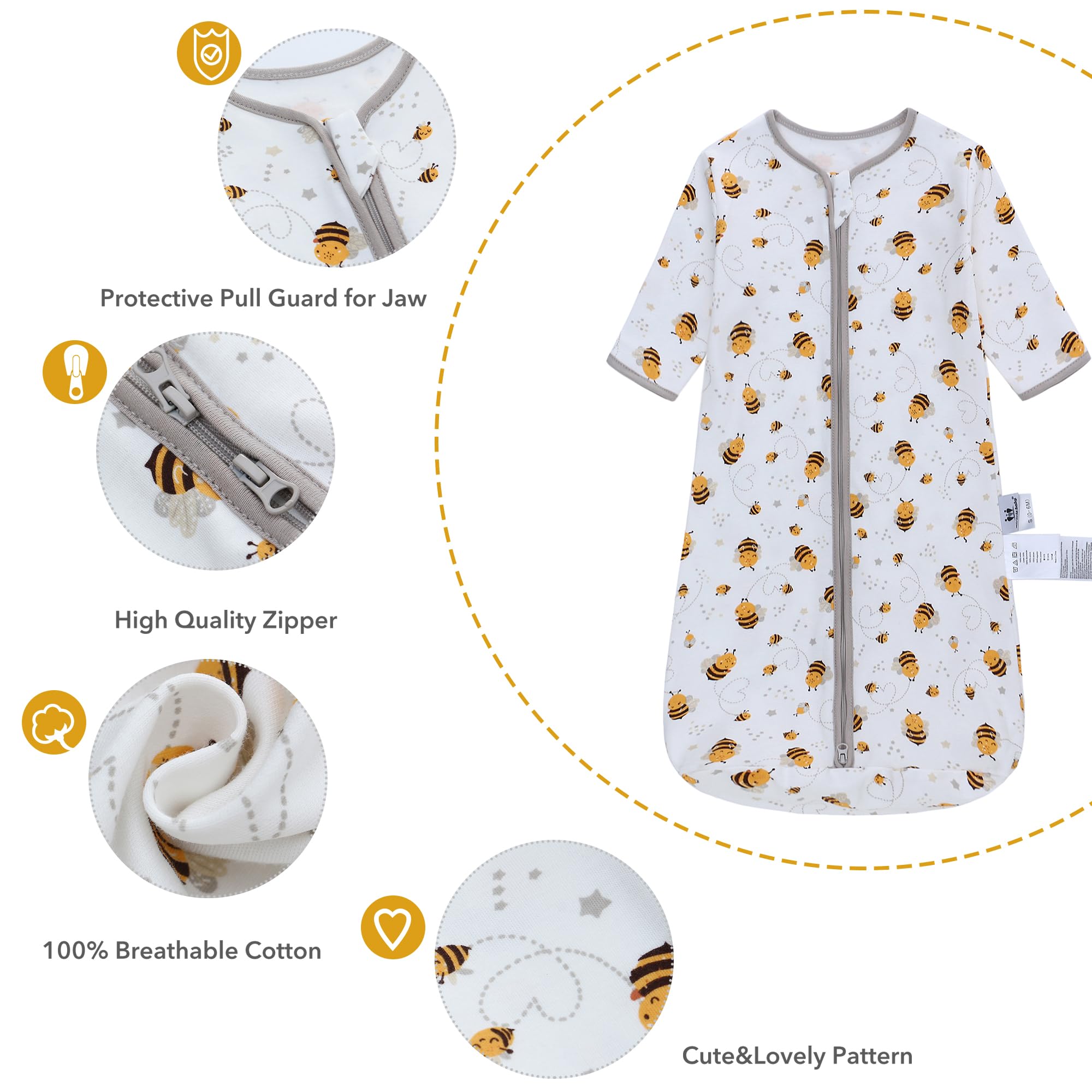 Miracle Baby sleep bag rabbit pattern front for breathable nightwear