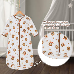Miracle Baby wearable blanket with roomy hem allowing leg movement during sleep.