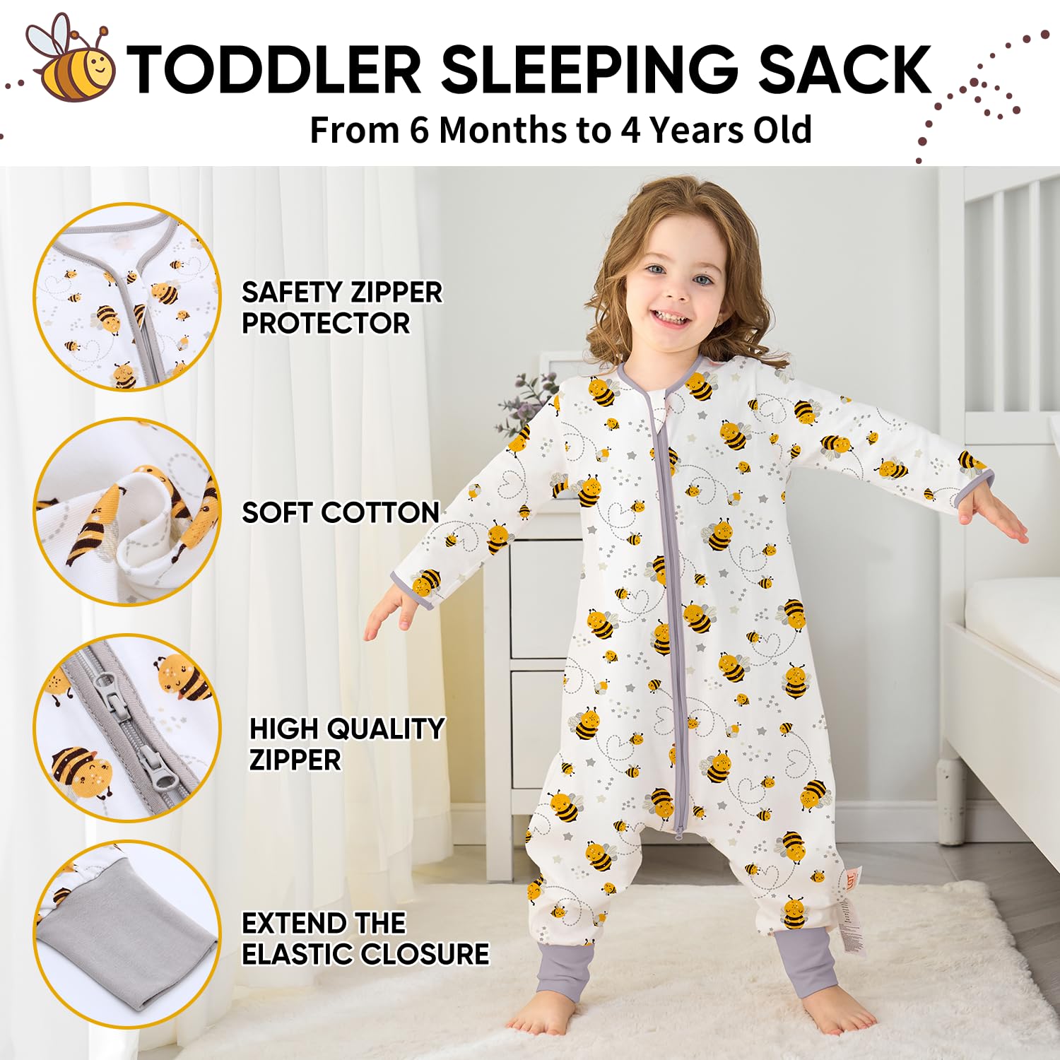 Miracle Baby Sleep Sack with Feet has elastic foot closure for secure movement.