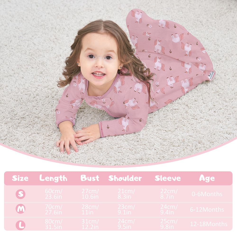 Miracle Baby Sleep Sack pink pattern with swan and horse designs