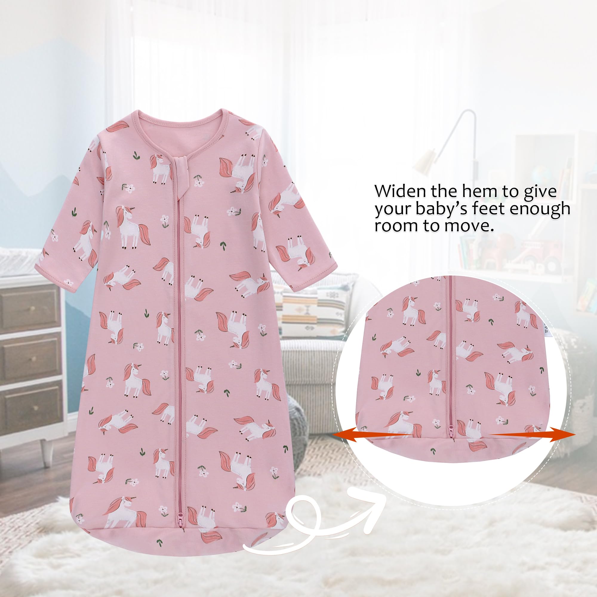 Miracle Baby Sleep Sack roomy hem supports kicking and hip-friendly movement