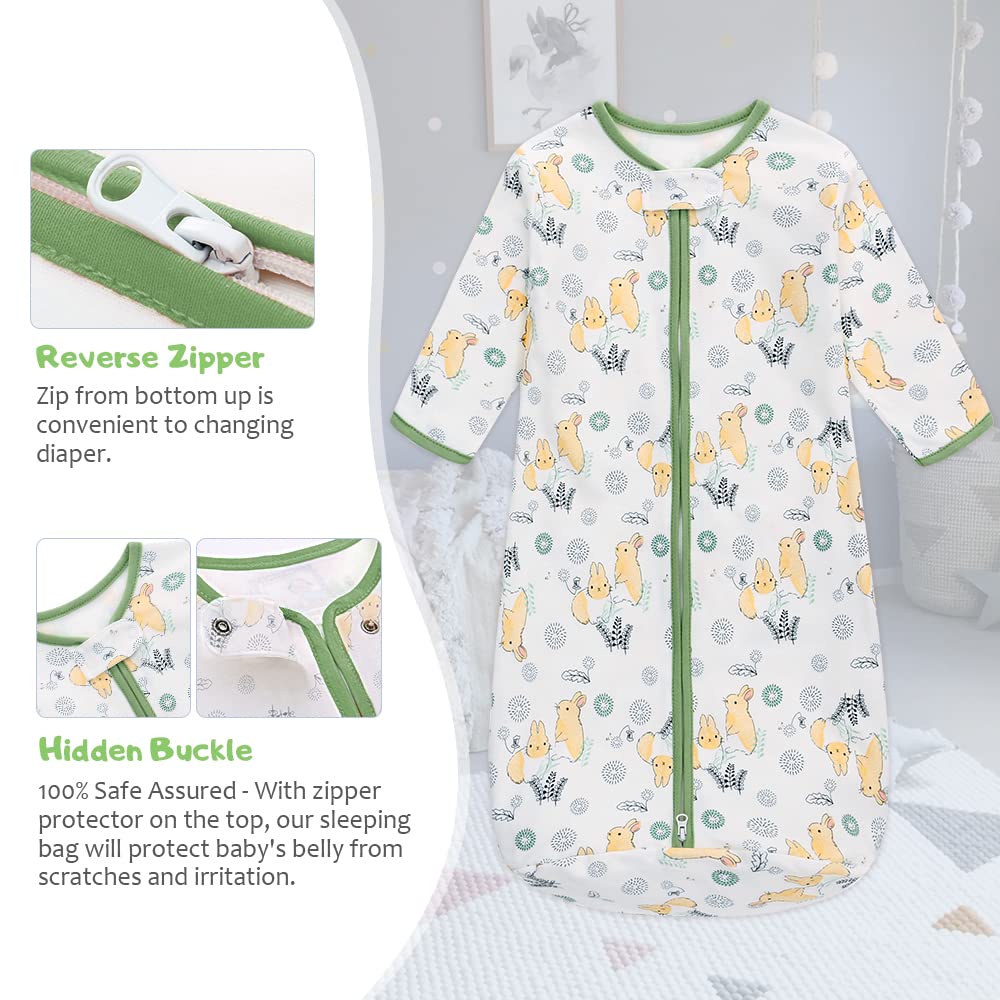 Miracle Baby Sleep Sack size chart highlights sizes up to 19 months.