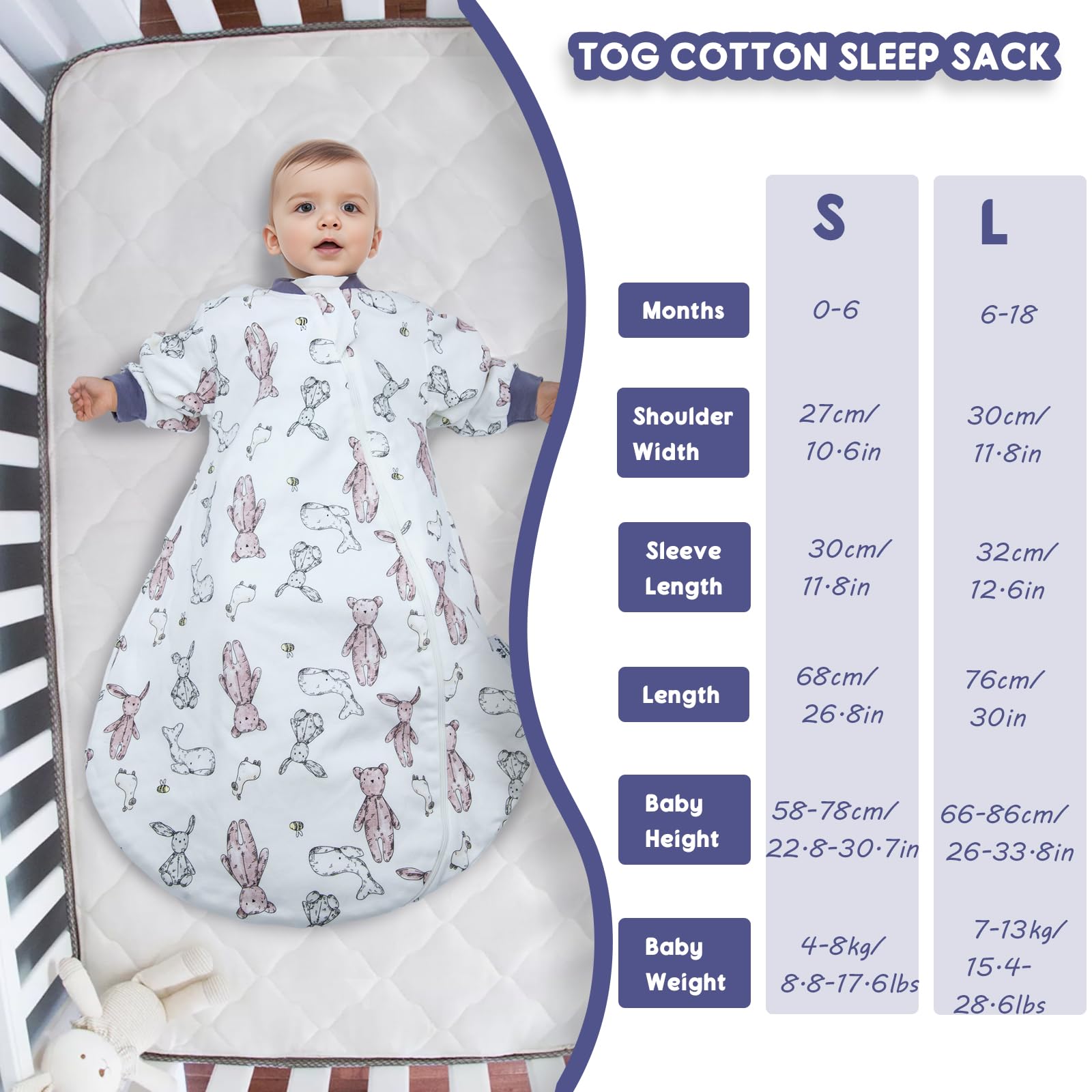 Miracle Baby Sleep Sack soft cotton fabric feels gentle on baby skin.