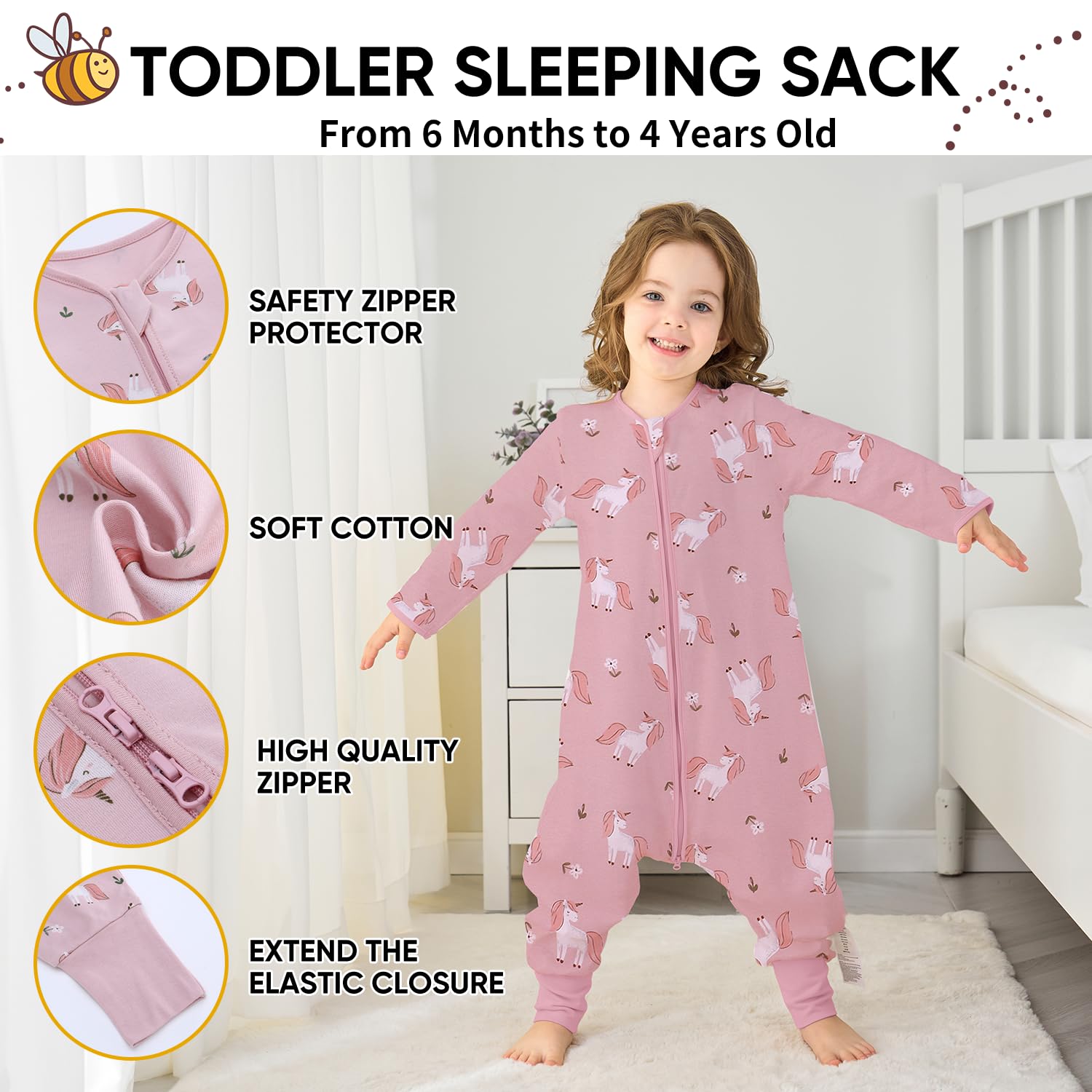 Miracle Baby sleep sack zipper protector visible on the zipper