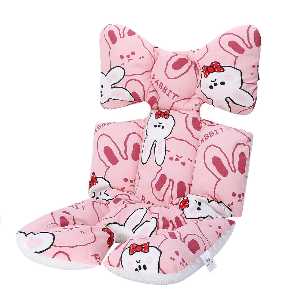 Miracle Baby Bunny stroller cushion front view shows universal fit and cozy seating.