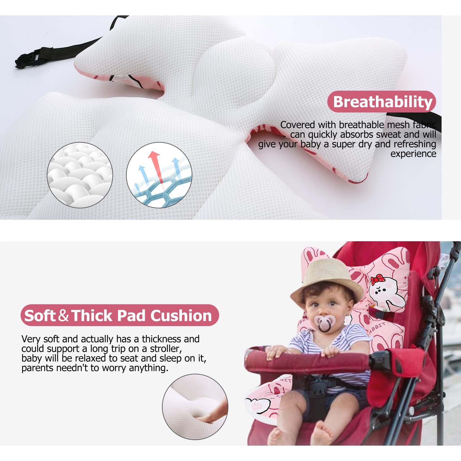 Miracle Baby Bunny head-support view highlights neck-friendly posture during naps.