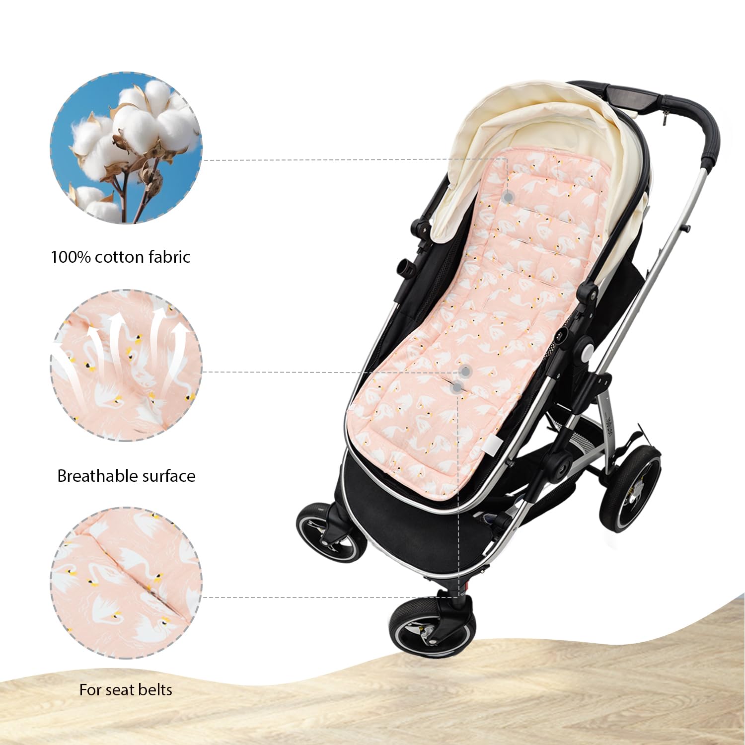 Miracle Baby stroller liner showing reversible design for two looks.