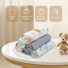 Miracle Baby sun muslin swaddle square doubles as a burp cloth after feeding.