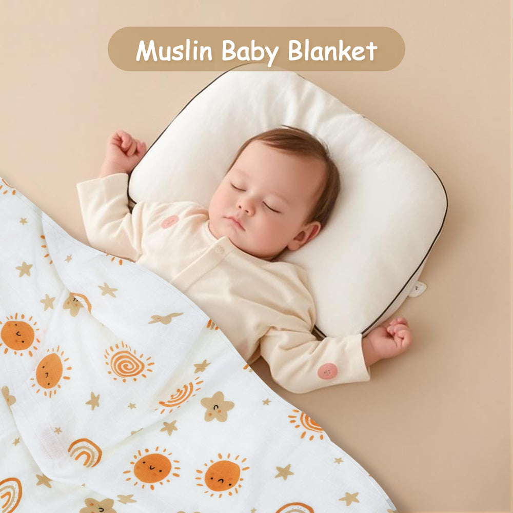 Miracle Baby sun muslin swaddle square functions as a car seat cover in sunny outings.