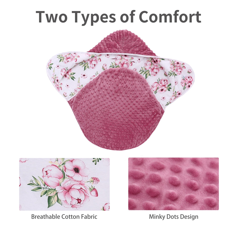 Miracle Baby swaddle with minky dots adds gentle warmth and softness.