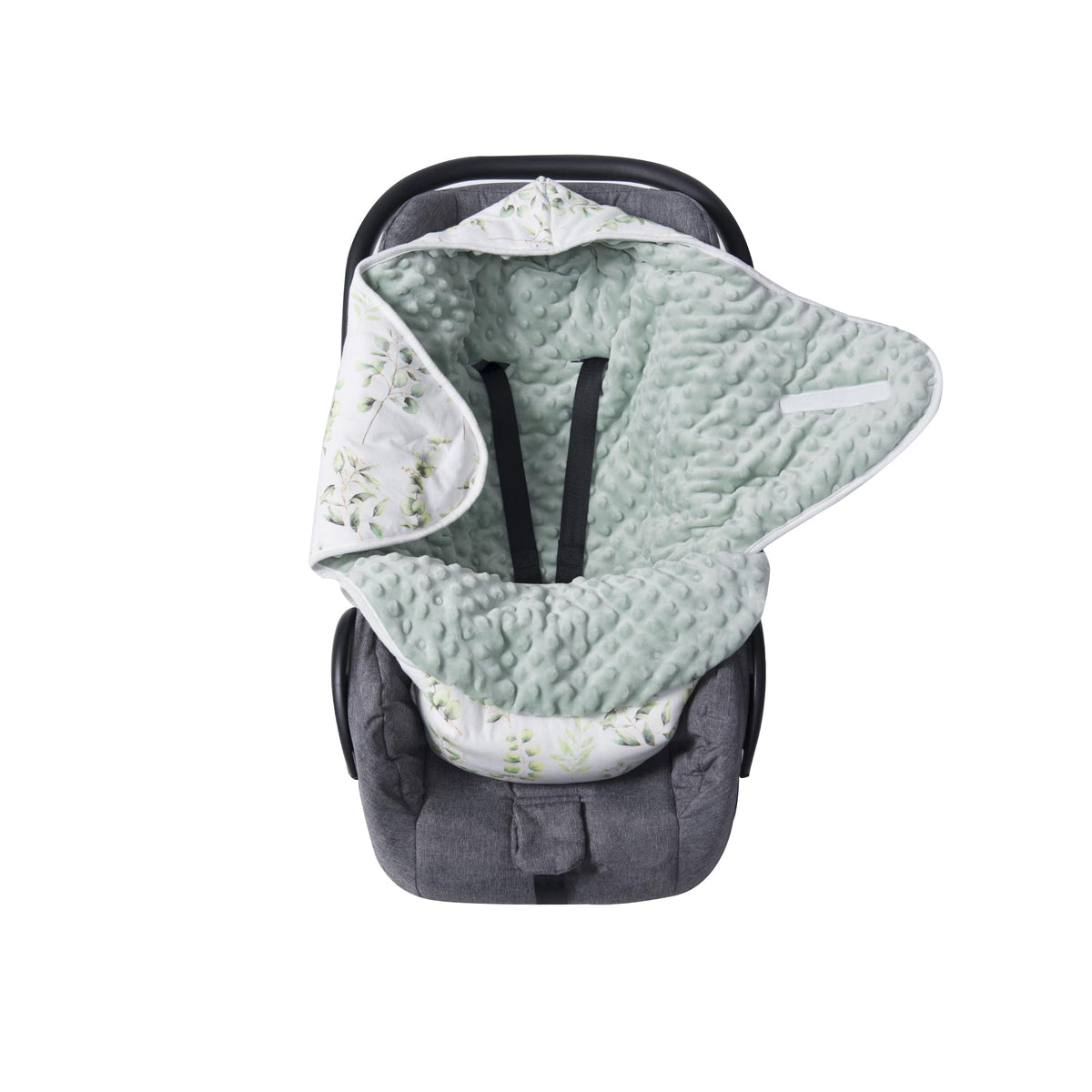 Miracle Baby Swaddle in soft Minky dots texture for infant comfort.