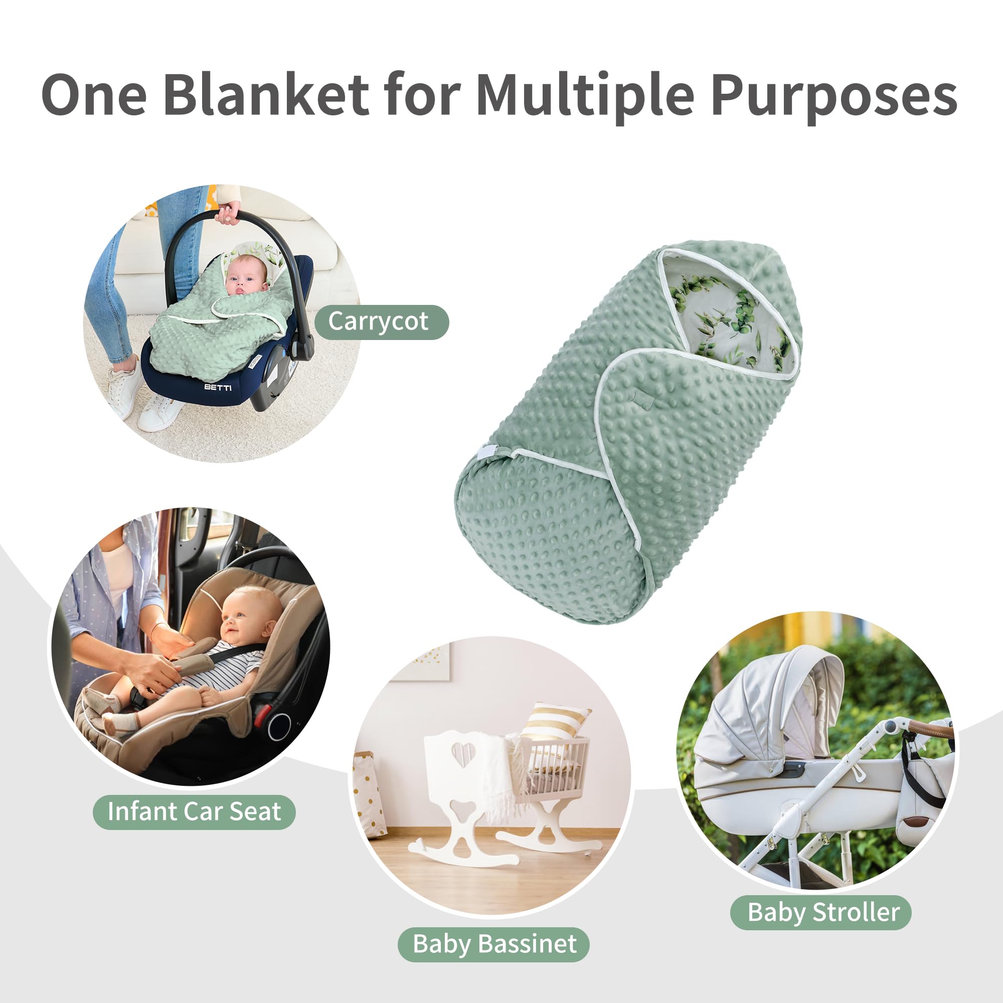 Miracle Baby Swaddle available in two sizes for growing babies.