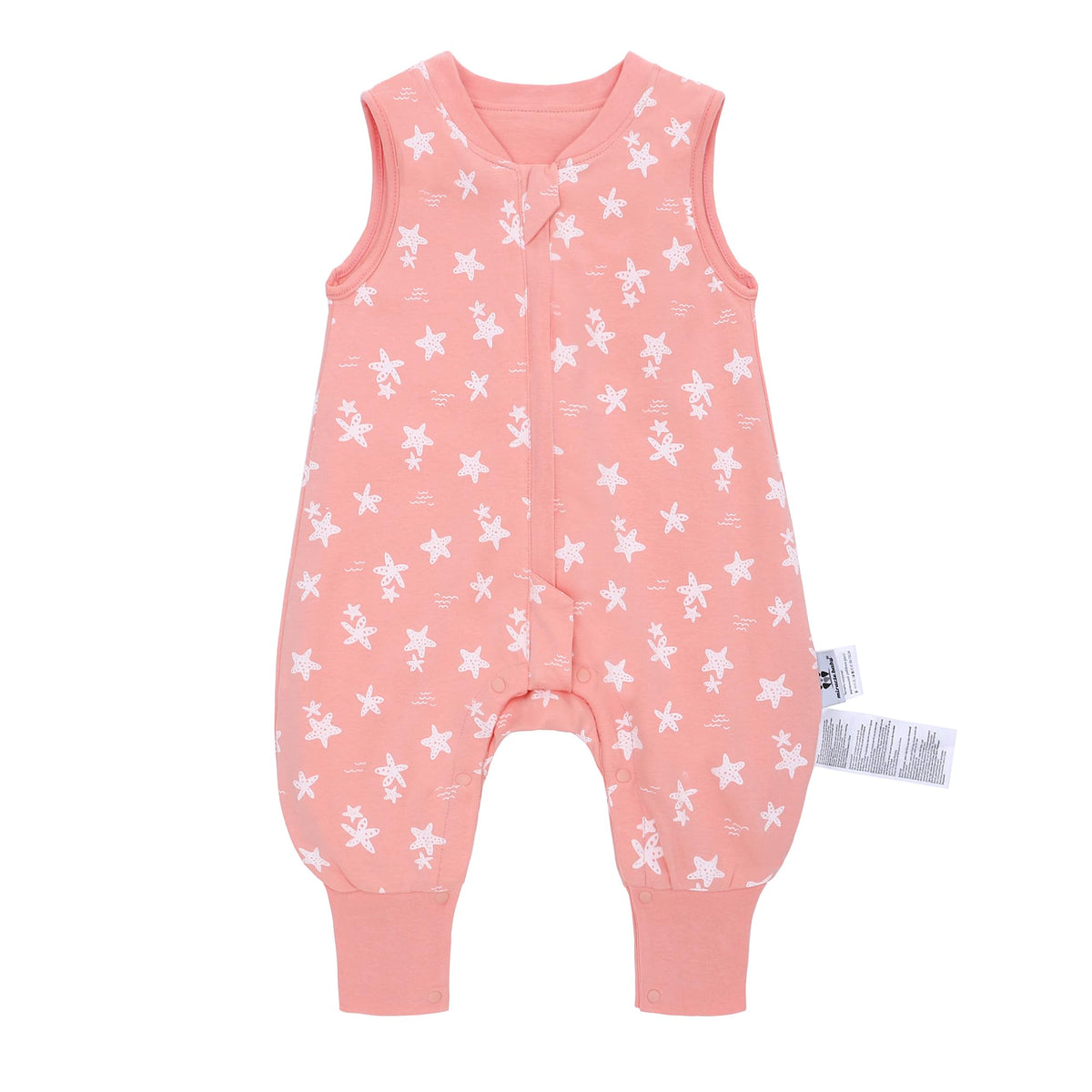 Miracle Baby Starfish sleep sack front view emphasizes cozy 100% cotton fabric.