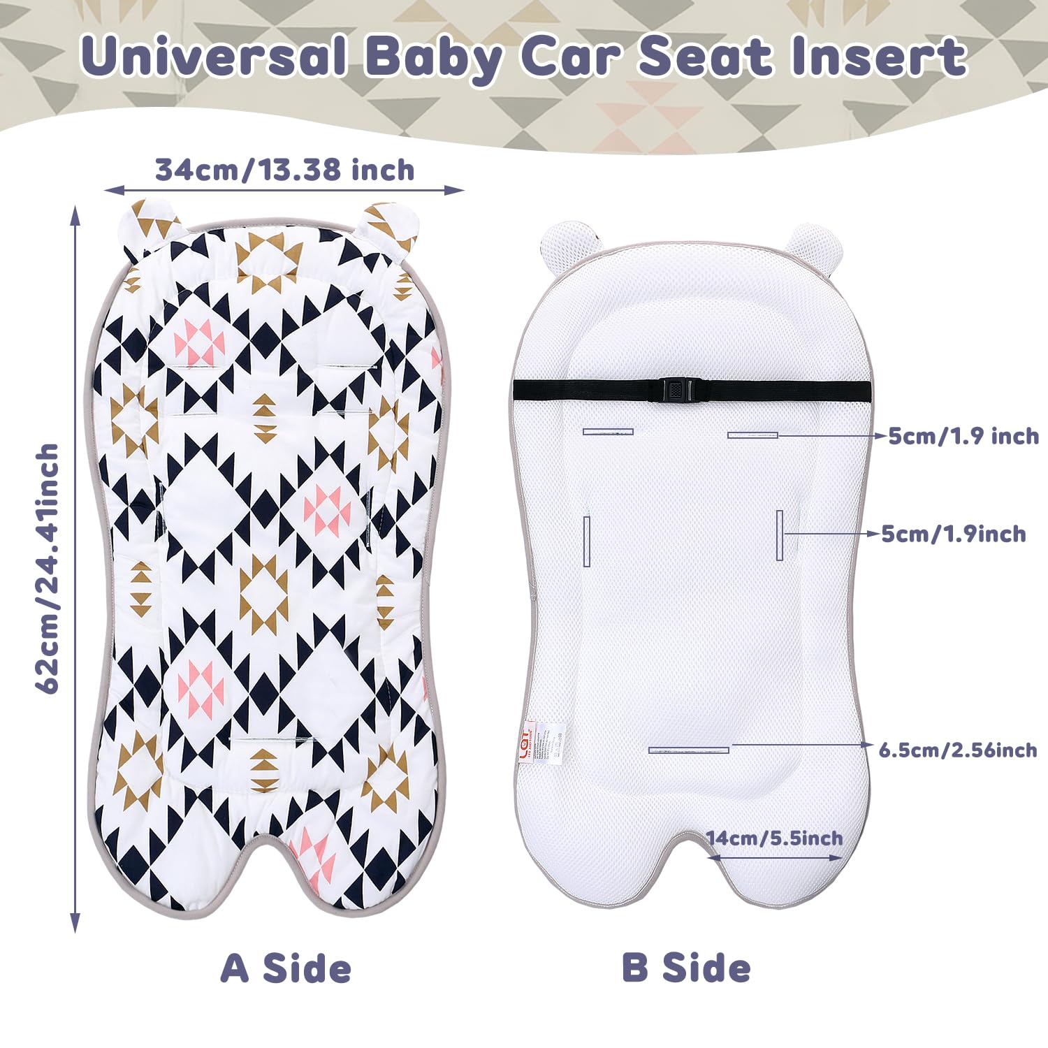 Miracle Baby universal car seat insert fits most seats for secure travel.