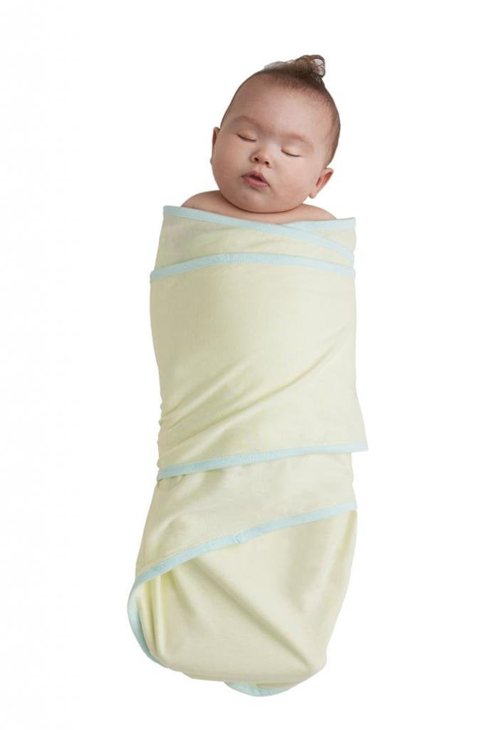 Miracle Blanket one-size fits newborns up to 14 weeks.