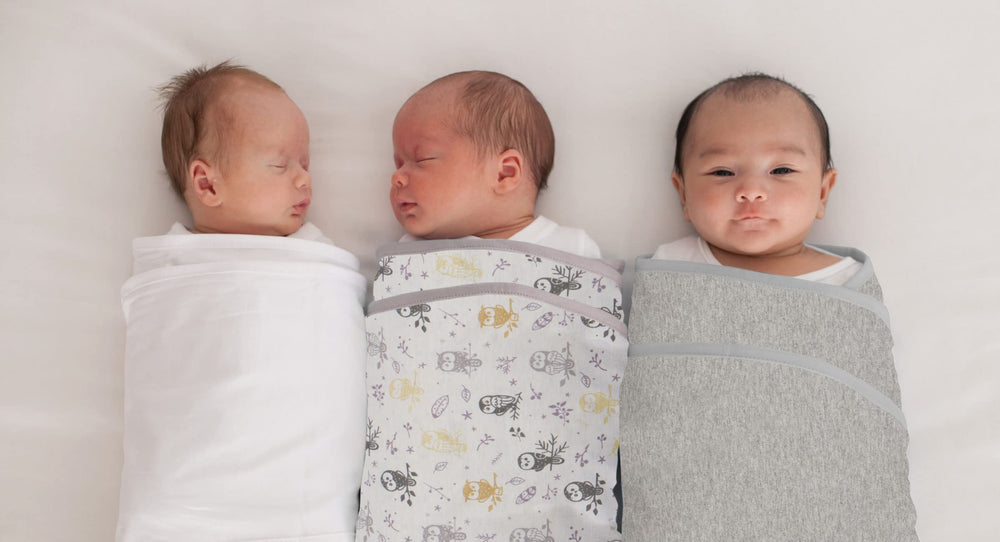 Miracle Blanket wrap with no fasteners keeps baby snug all night
