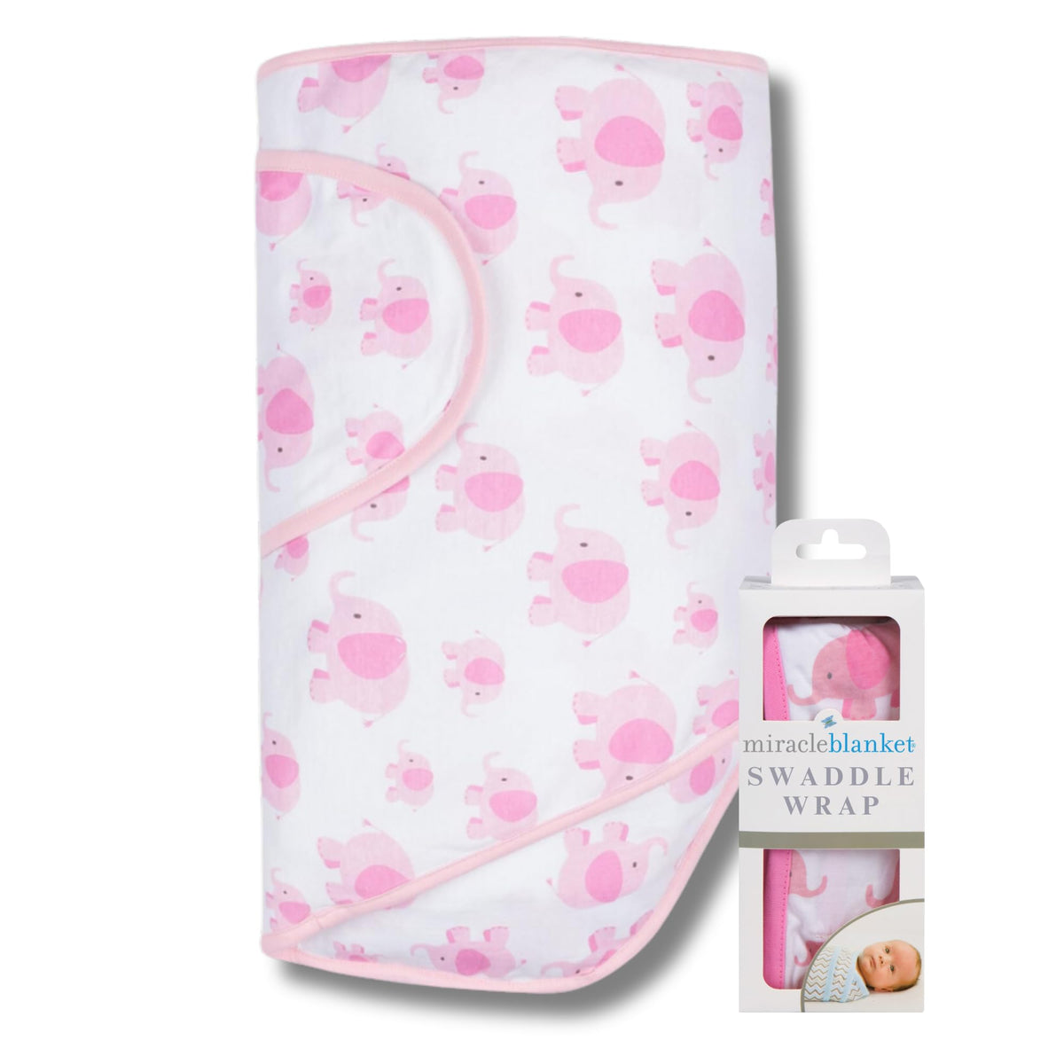 Miracle Blanket swaddle wrap arm hug shows snug restraint for calmer newborn sleep