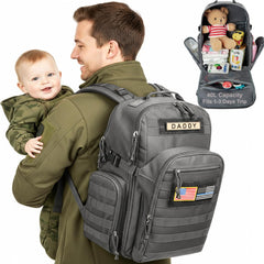 MIRACOL Diaper Bag Backpack front view shows rugged design for busy dads on the go