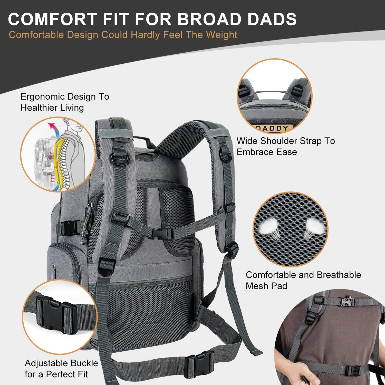 MIRACOL Diaper Bag Backpack roomy interior fits clothes, snacks, toys, and tablets