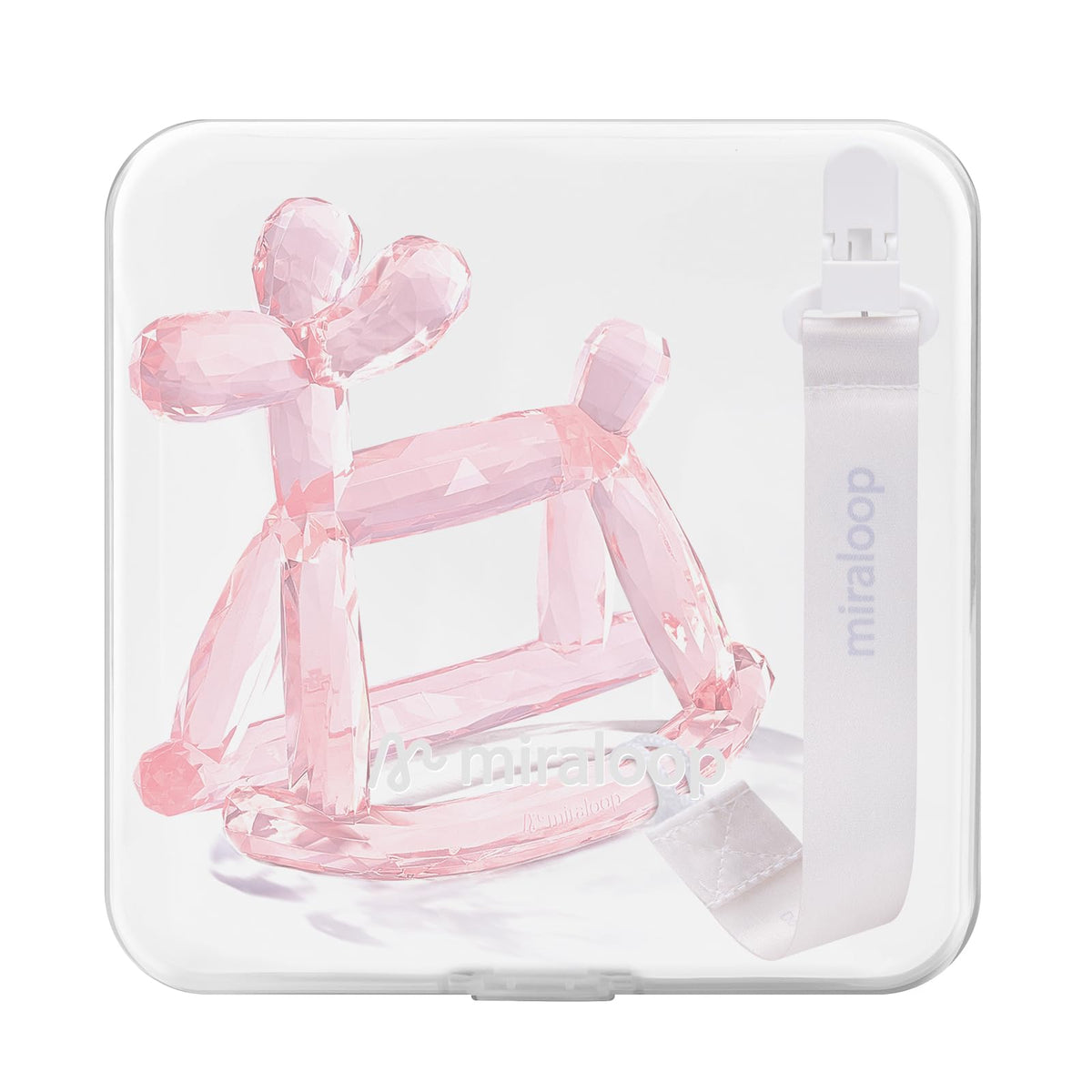 Miraloop crystal jelly baby teether close-up showing safe food-grade silicone