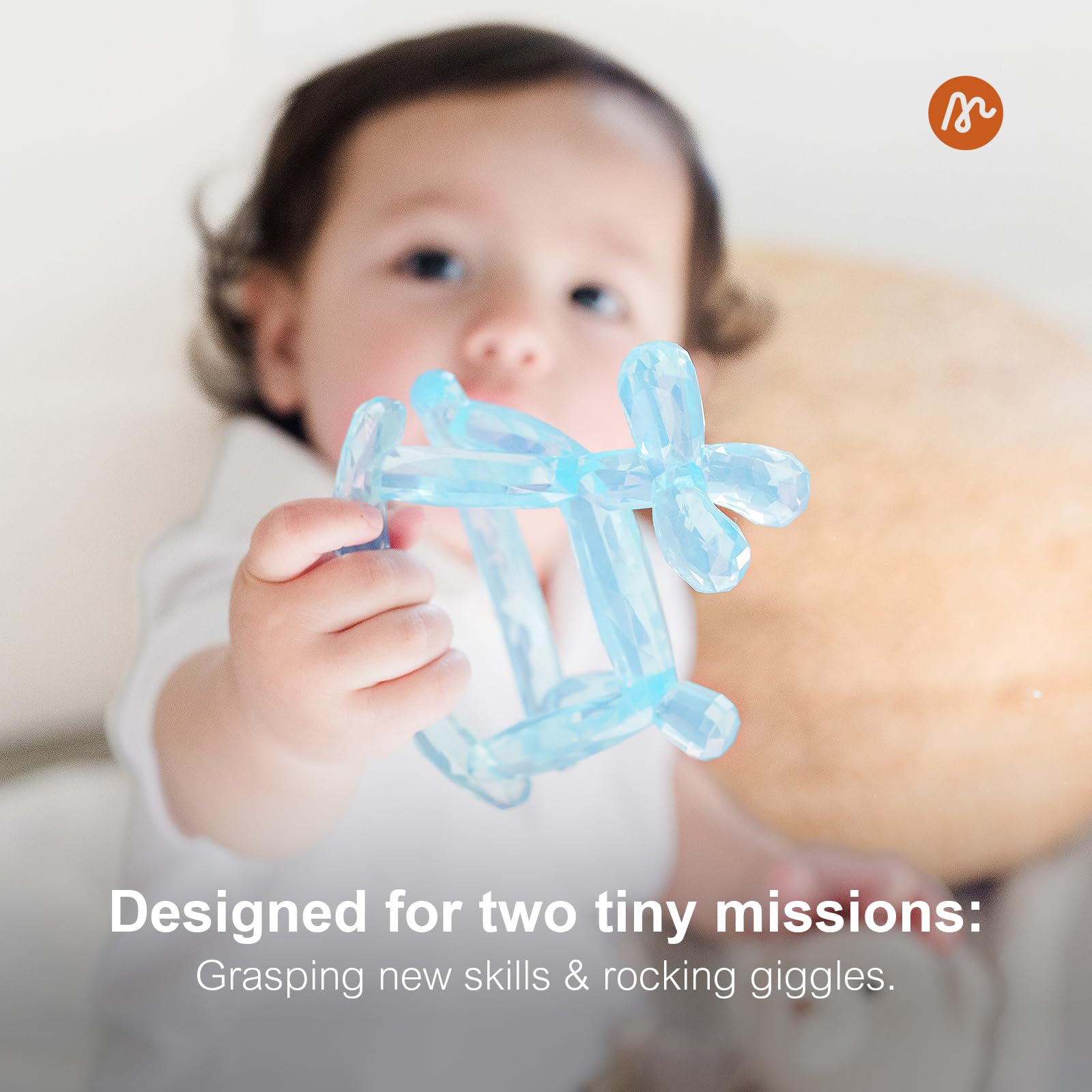 Miraloop teether emphasizes BPA-free safety and easy cleaning