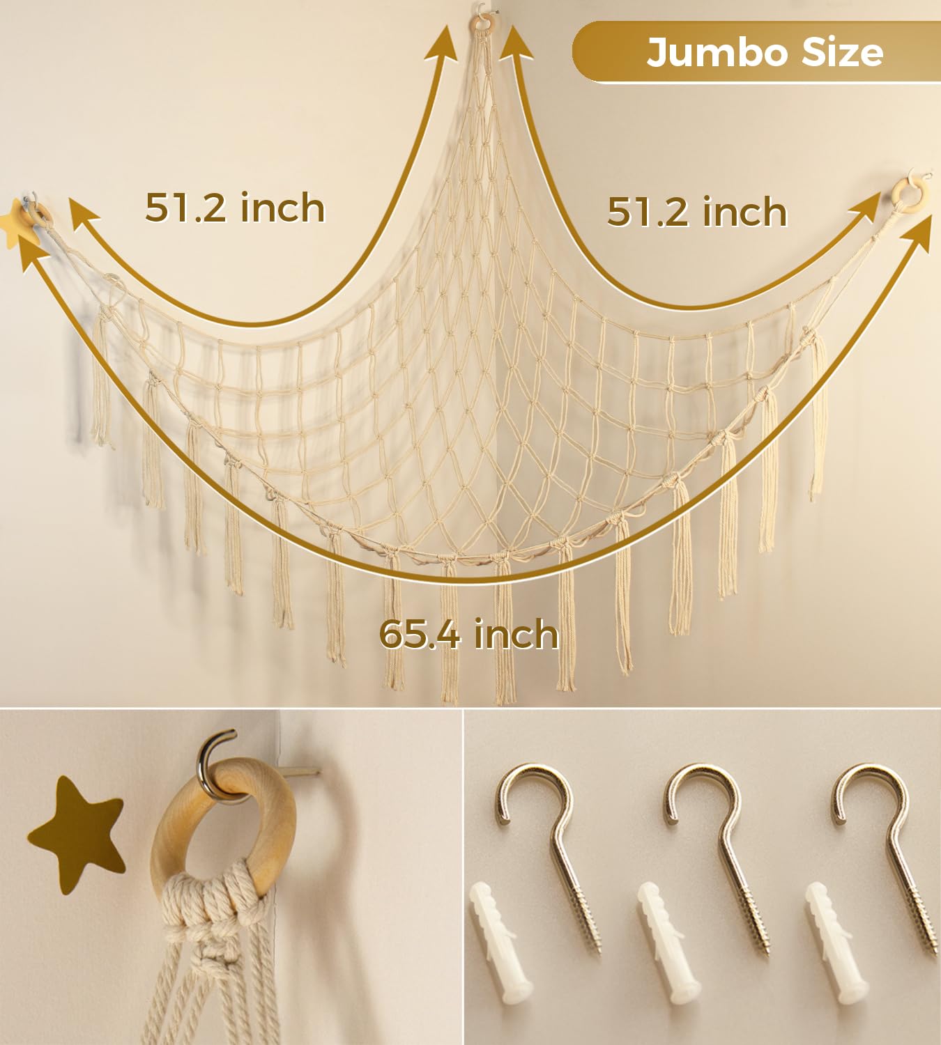 Mirolam macrame cotton material closeup emphasizes soft, durable fabric.