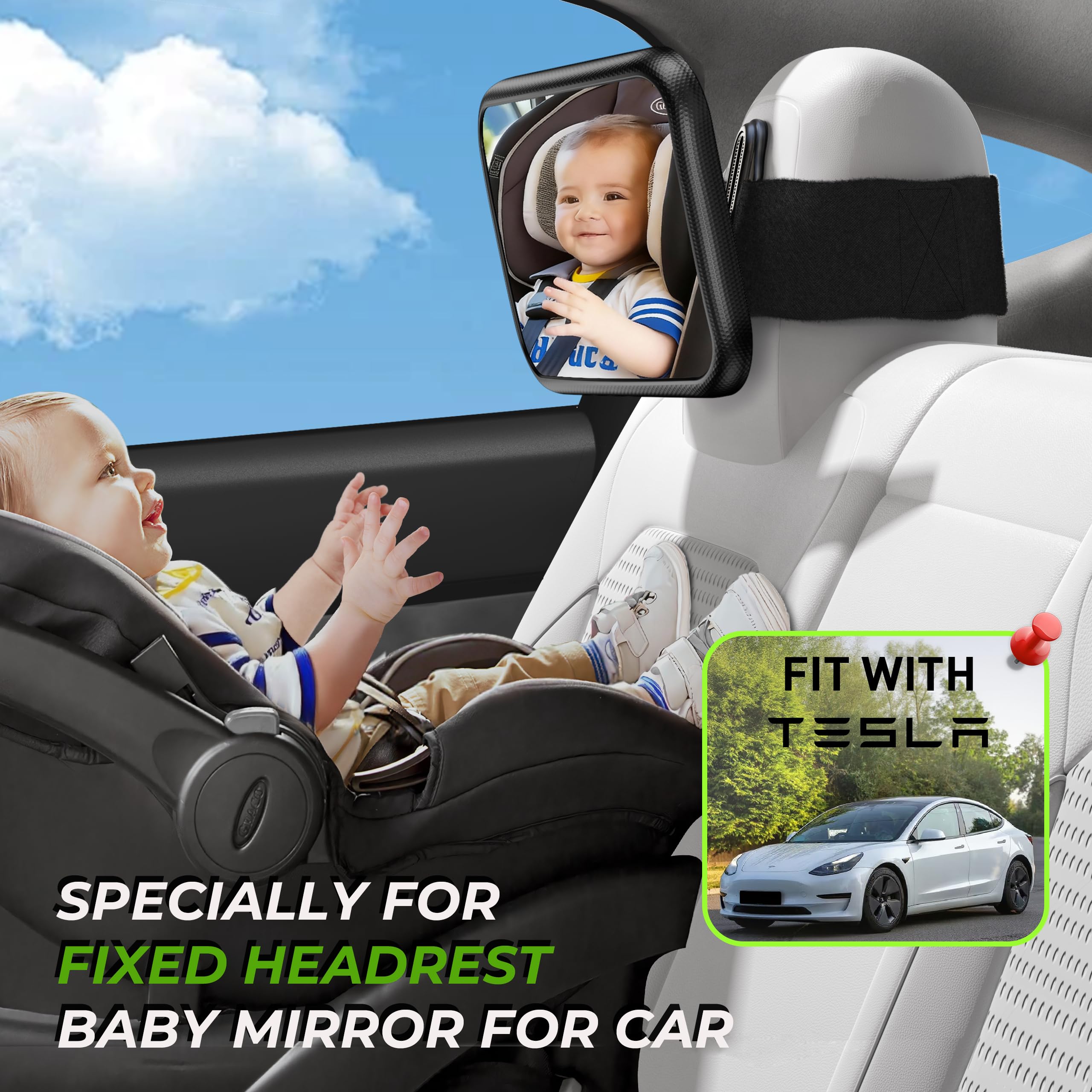 Mirrorsafe 360° rotation with ball joint enables easy angle adjustment.