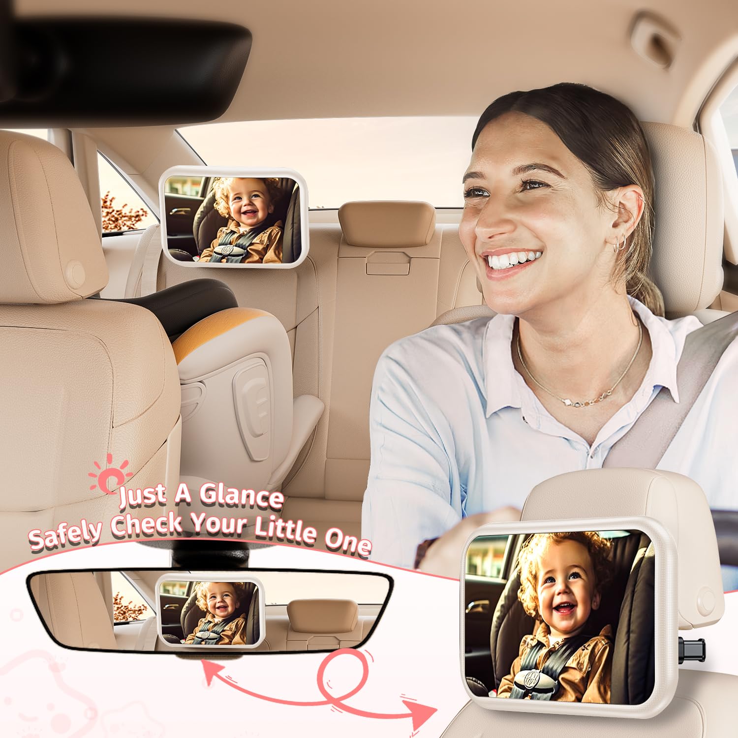 Mirrorsafe wide-angle mirror provides clear rear view for safer infant monitoring.