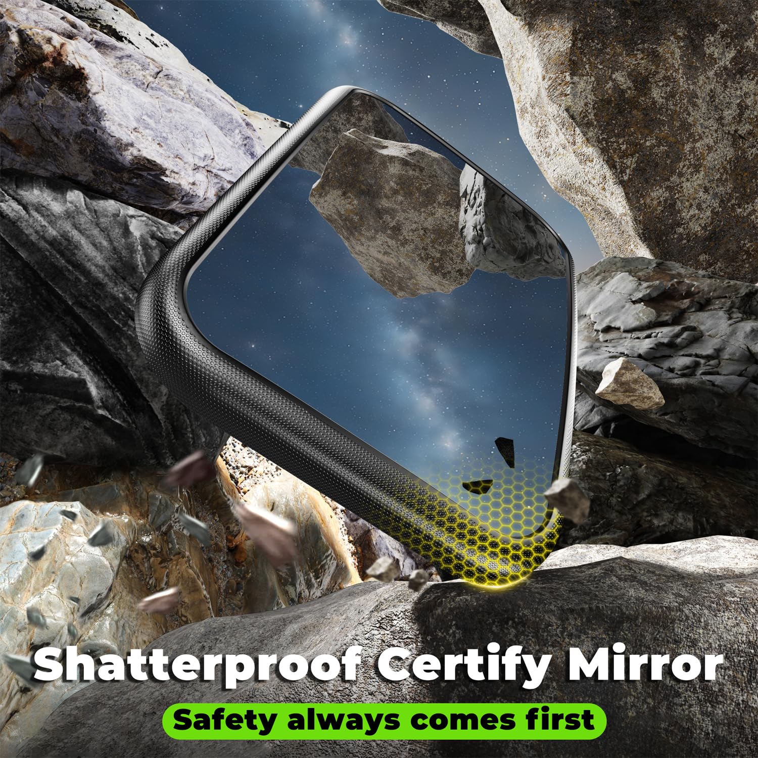 Mirrorsafe rear-facing viewing from the back seat for parent visibility.