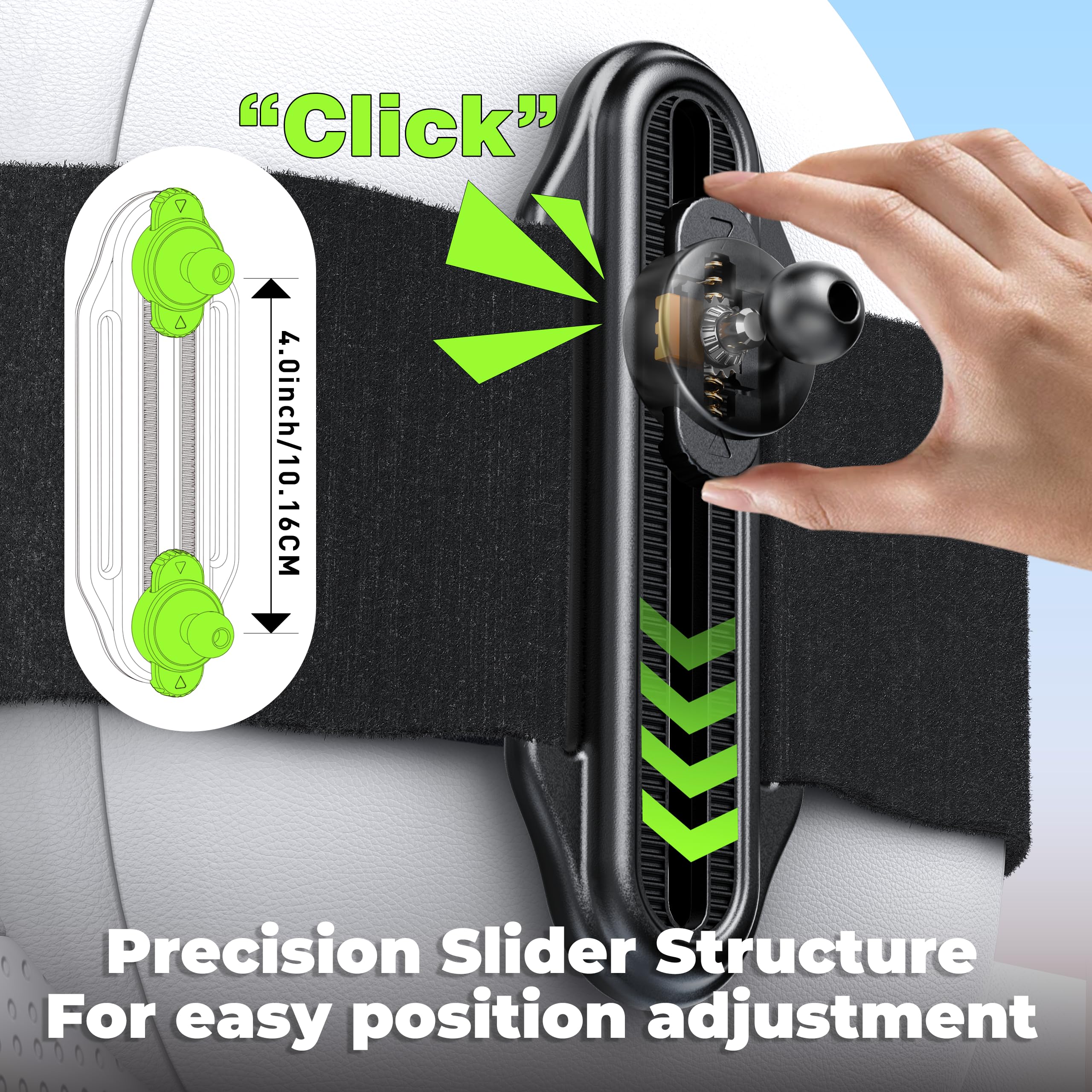 Mirrorsafe wide Velcro straps with non-slip backing secure the mirror.