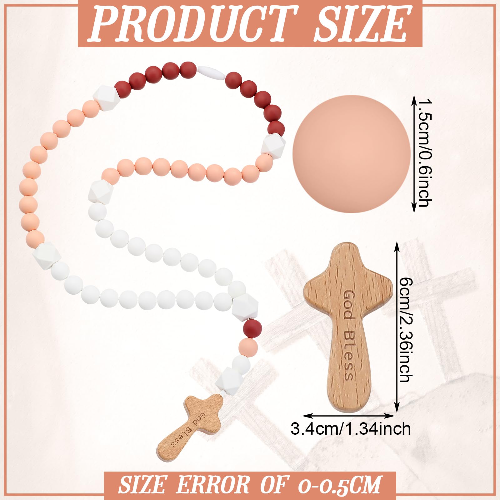 Misdary Baby Rosary dark pink square size details, ideal for gifting at celebrations