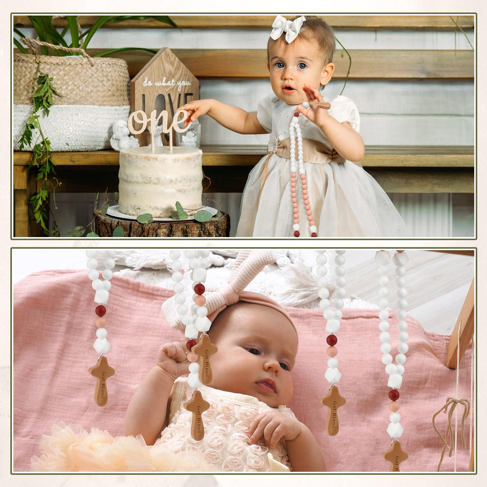 Misdary Baby Rosary use at baby shower, a keepsake for guests