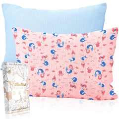 Miss Adola mermaids sky blue toddler pillowcase front view, soft cotton for gentle sleep