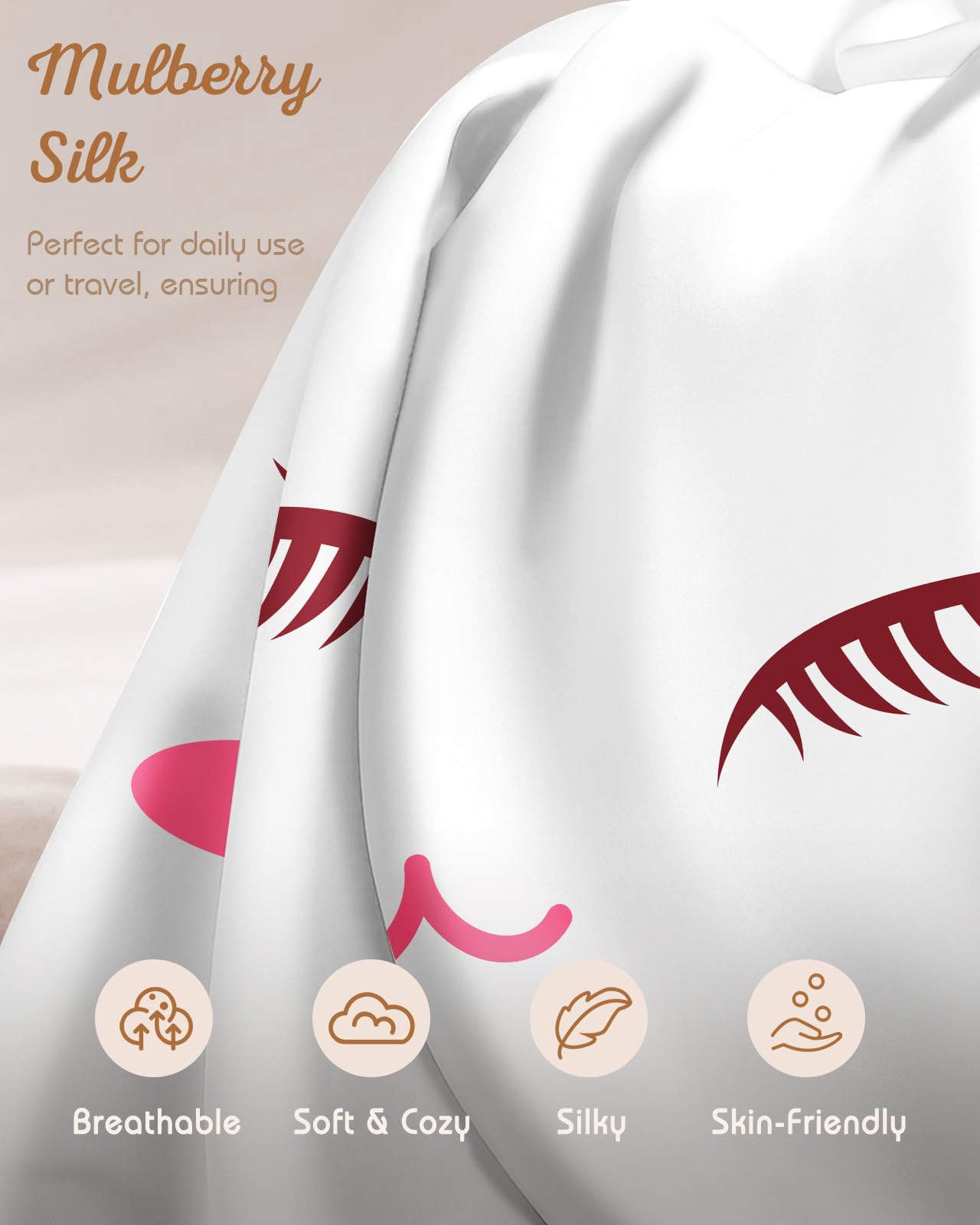 Soft, breathable silk from Miss Adola pillowcase protects skin and hair.