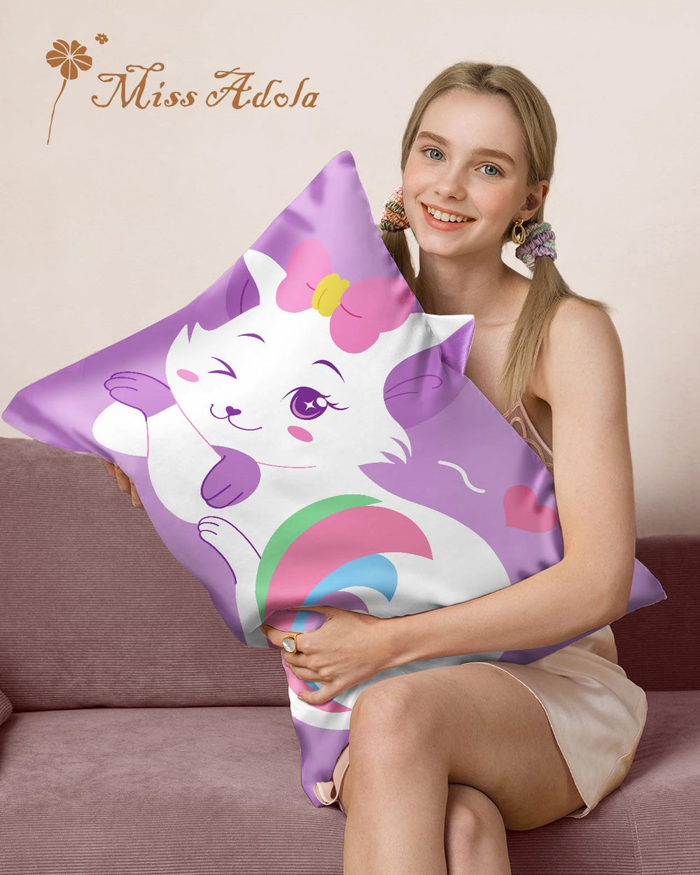 Miss Adola silk pillowcase is travel-friendly for home, school, and trips.