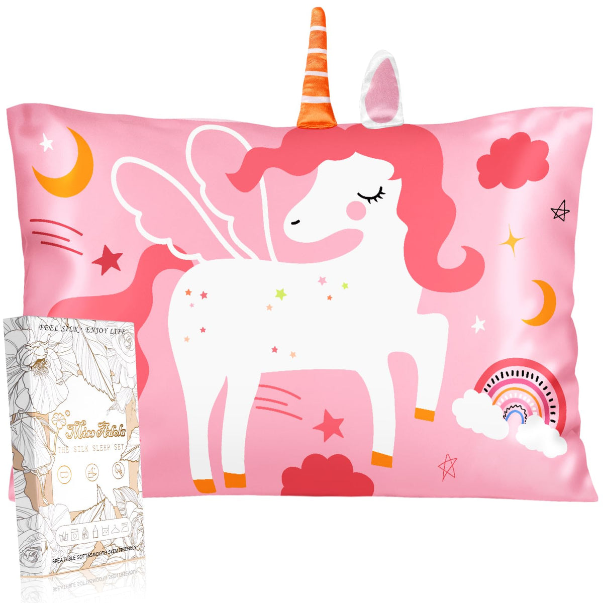 Miss Adola unicorn 3D design pillowcase boosts bedtime imagination