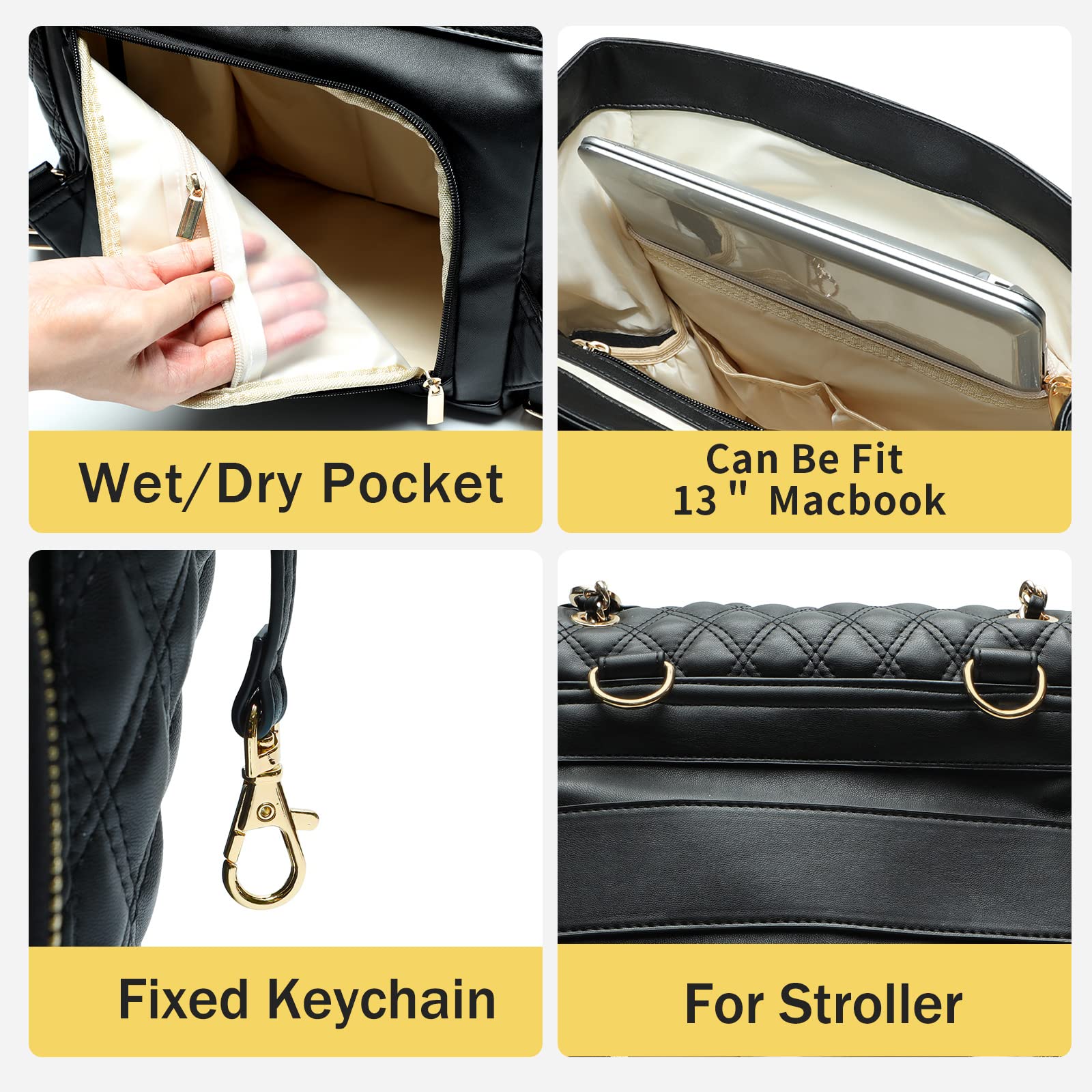 Miss Fong Diaper Bag Backpack changing pad provides clean diaper changes anywhere.