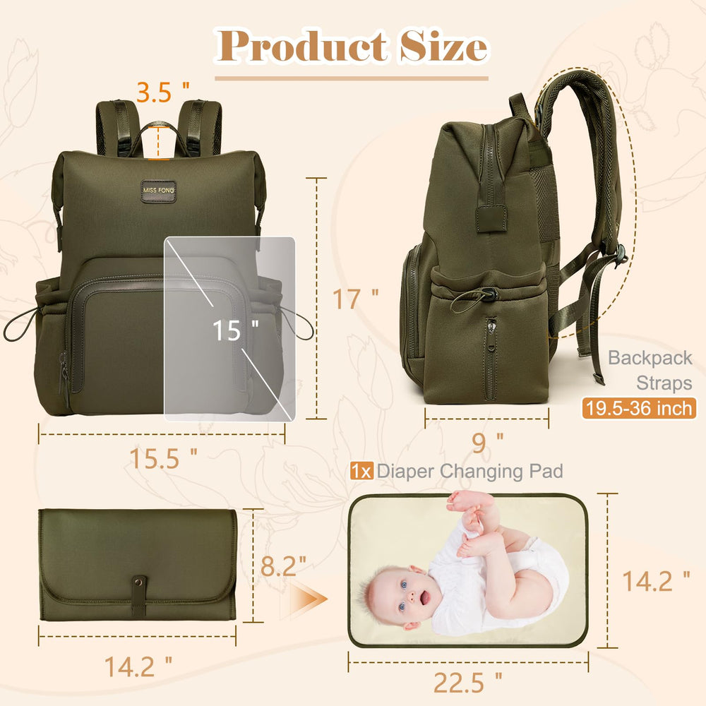 Miss Fong diaper bag backpack changing pad offers comfortable diaper changes