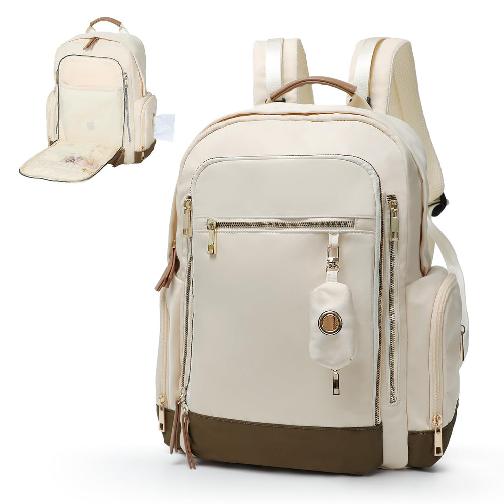 Miss Fong diaper bag backpack with foldable changing pad for on-the-go diapering.