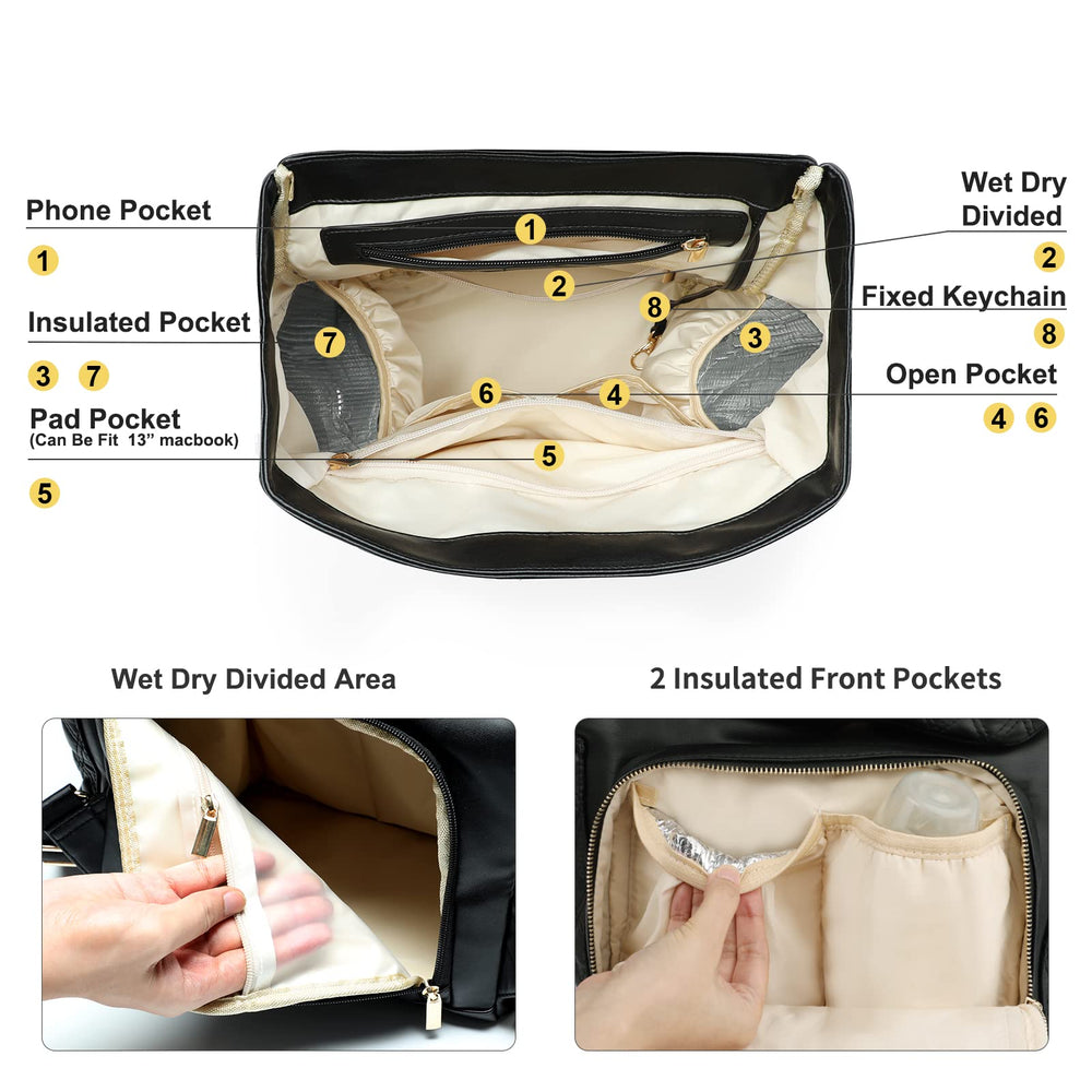 Miss Fong Diaper Bag Backpack insulated bottle pockets keep warm bottles on the go.