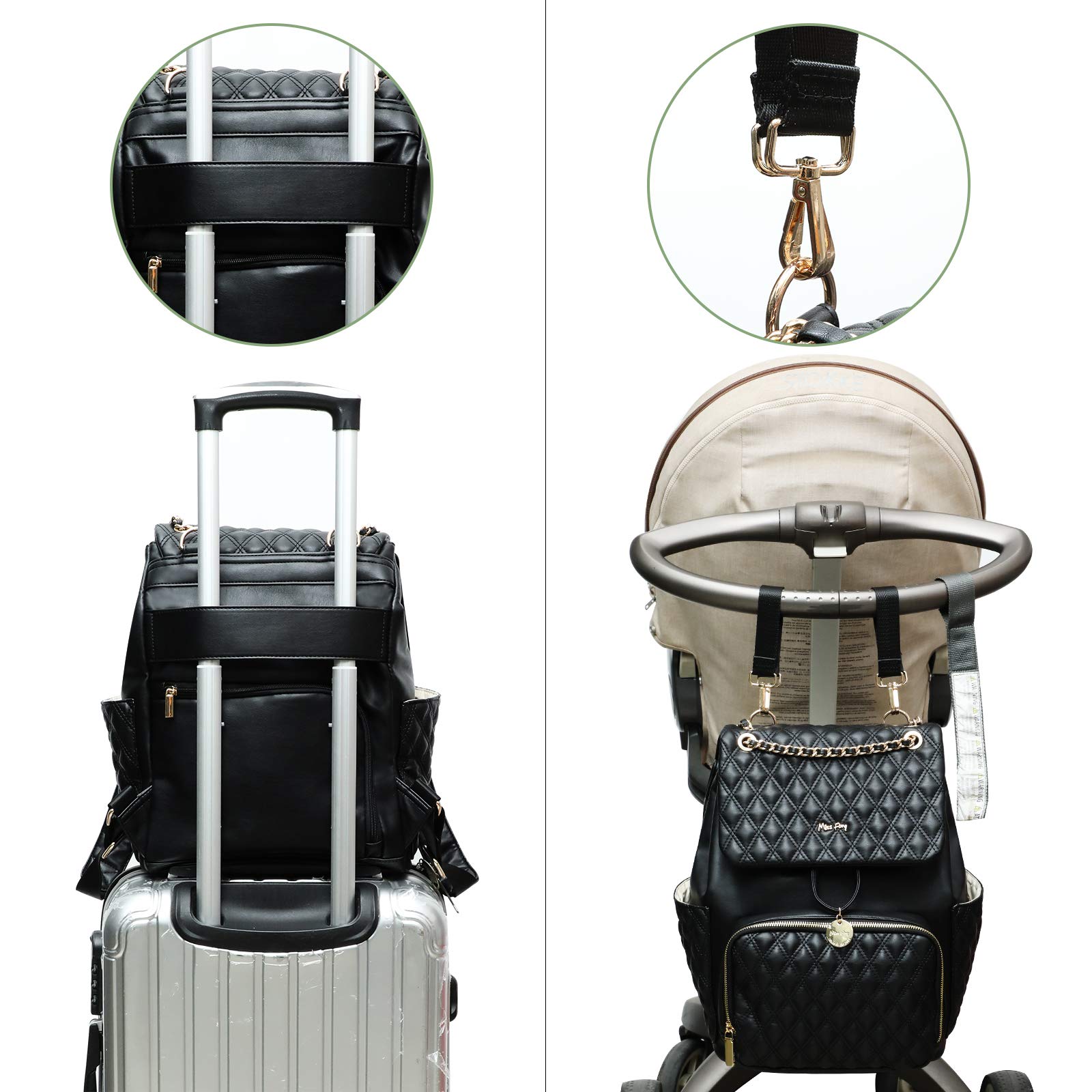 Miss Fong Diaper Bag Backpack wide-open main compartment helps you pack efficiently.