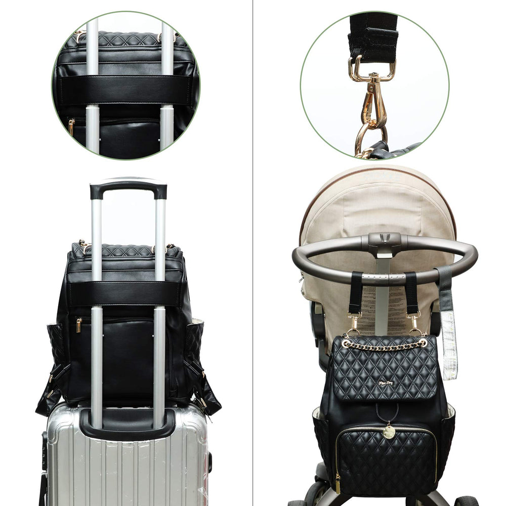 Miss Fong Diaper Bag Backpack wide-open main compartment helps you pack efficiently.