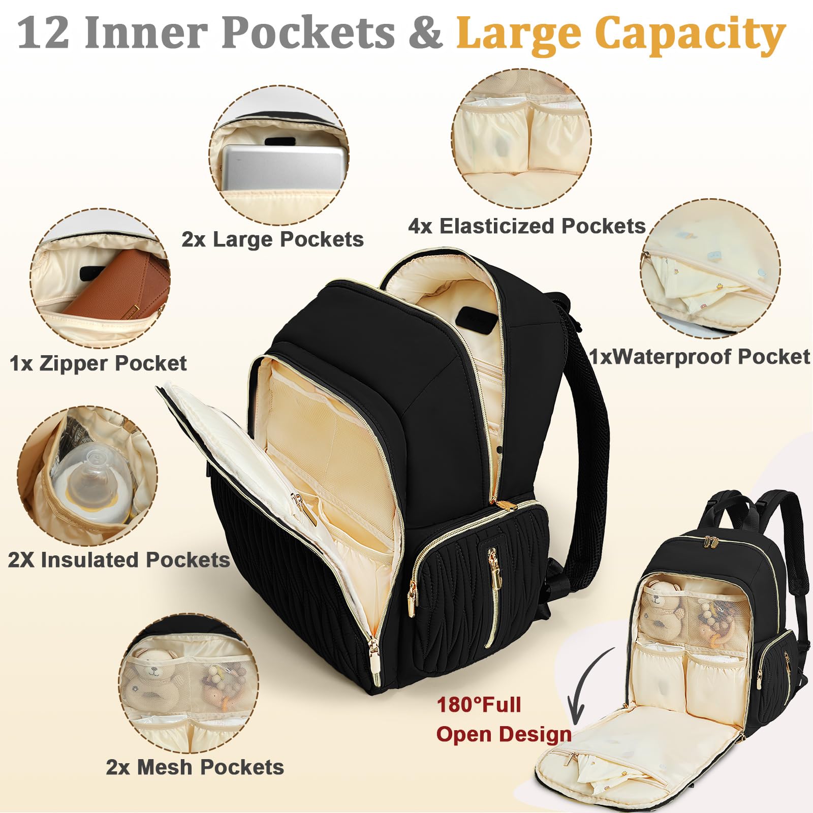 Miss Fong diaper bag changing pad included for on-the-go changes.