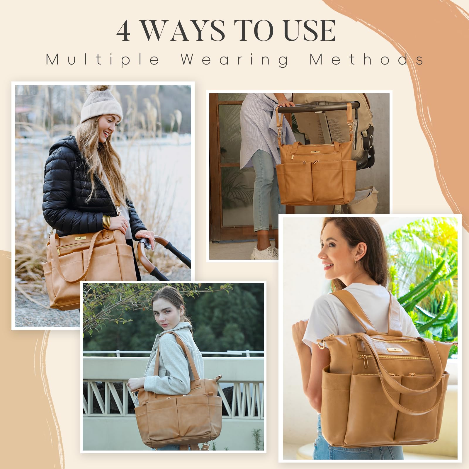 Miss Fong diaper bag tote interior with organized pockets for essentials.