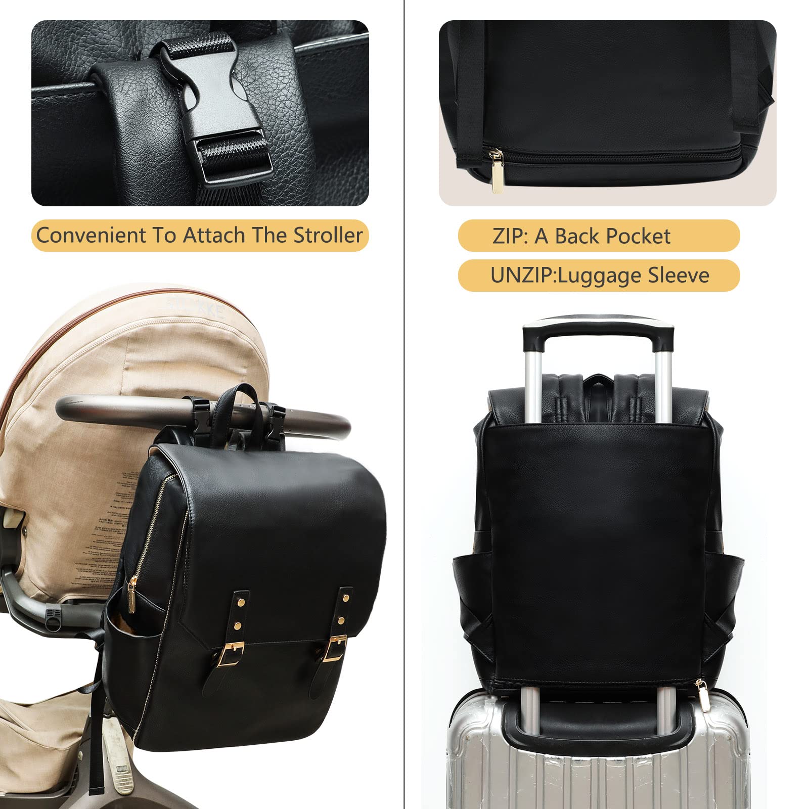 Miss Fong leather diaper bag backpack durable strap for daily use